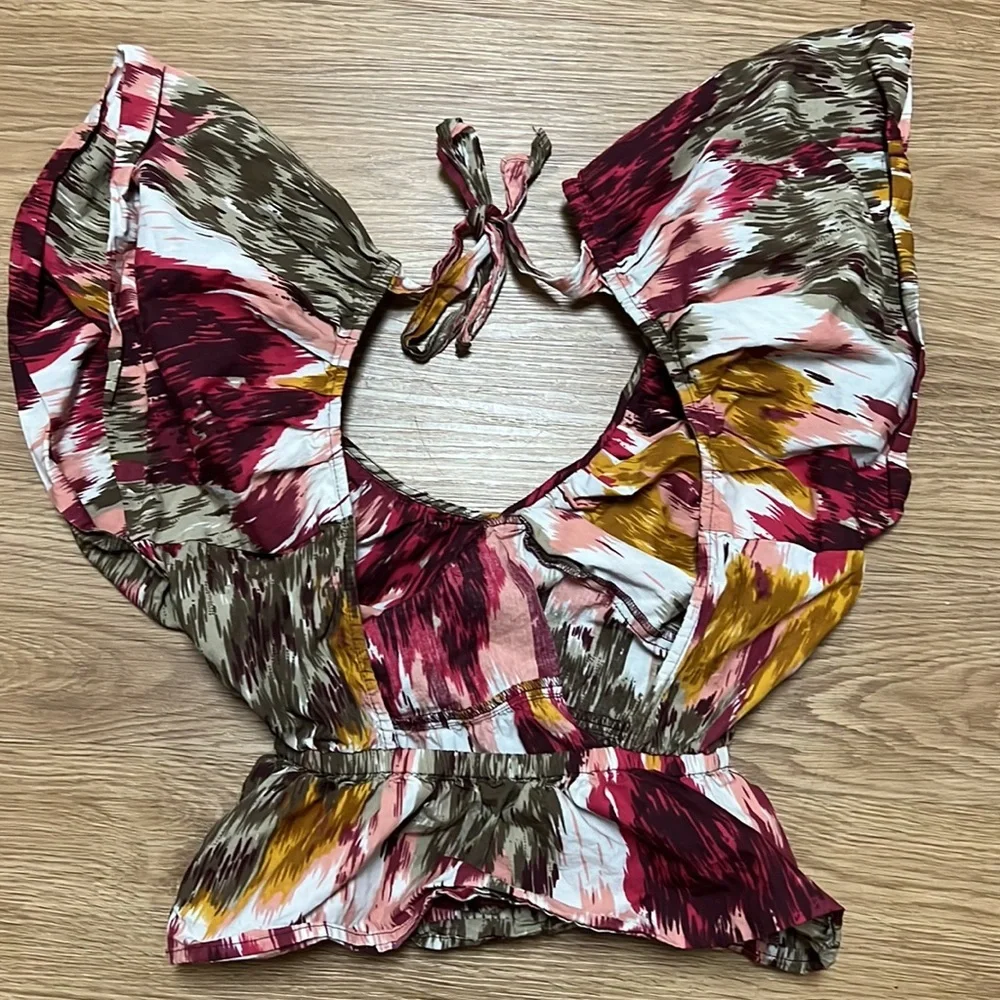 Purple Painterly Open-back Blouse - Picture 3 of 4